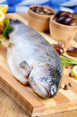 Raw trout on the board