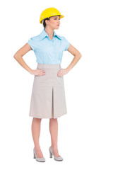 Serious attractive architect posing