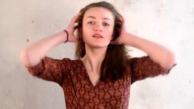 friendly young woman caucasian origin posing 