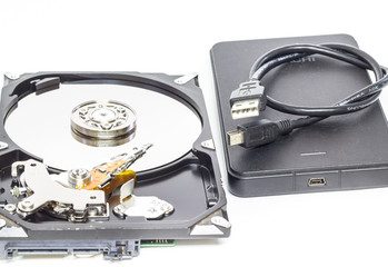 OPEN Hard disk isolated on a white background