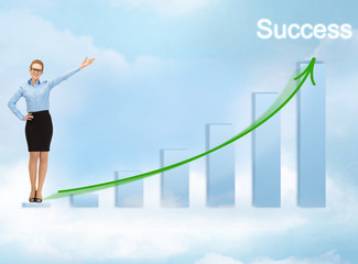 Fototapeta premium businesswoman with big 3d chart