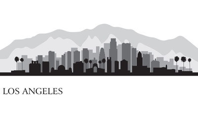 Los Angeles city skyline detailed silhouette - 55686241
