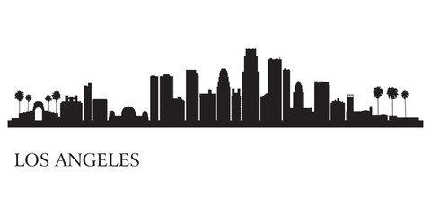 Los Angeles city skyline silhouette background - 55686246