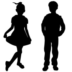 Silhouettes of boy and girl