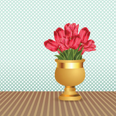 Bouquet of tulips in vase