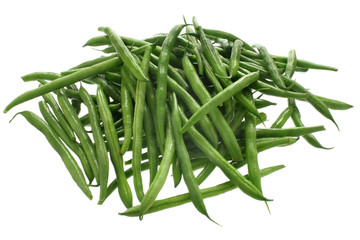 Green beans on a white background