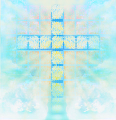 glass cross in sky