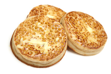 Toasted Crumpets with Butter - 55690291
