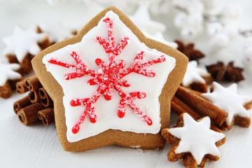 Fototapeta na wymiar snowflake cookie