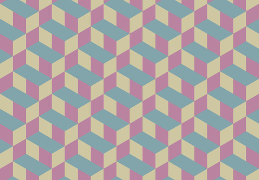 3d Cube Vector Seamless Pattern.