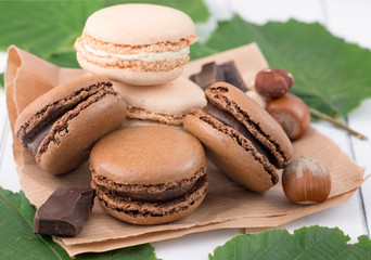 Macaroons with hazelnuts and chocolate