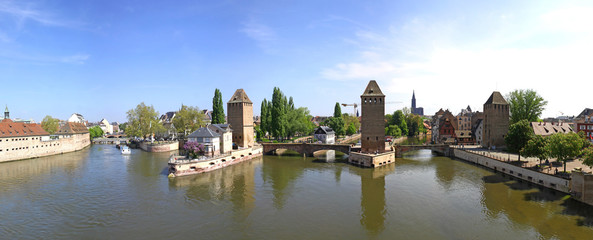 Fototapeta na wymiar Panoramic view of Strasbour city, France