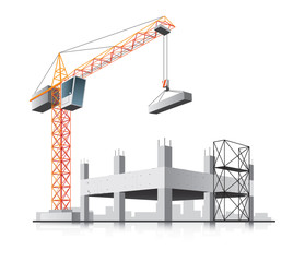 Fototapeta premium Building construction with crane