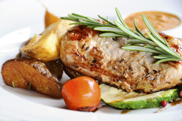 Grilled Beef Steak with Vegetable Salad