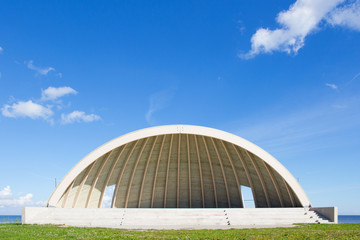 Empty concert stage in summer