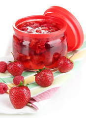 Home made berry jam isolated on white