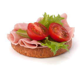 healthy sandwich with vegetable and smoked ham