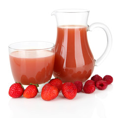 Delicious strawberry juice isolated on white
