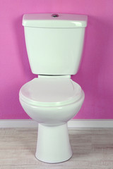 White toilet bowl in a bathroom