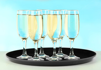 Many glasses of champagne