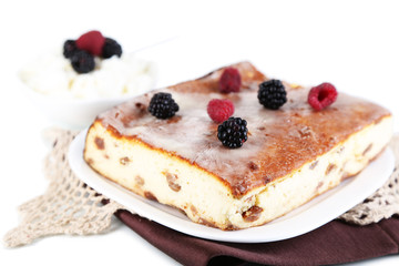 Cheese casserole with raisins