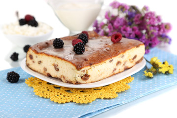 Cheese casserole with raisins
