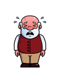 Old man being sad and crying.