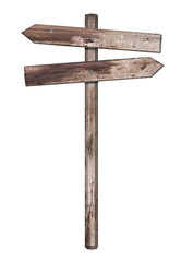 Old weathered wood sign isolated 