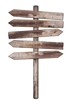 Old Weathered Wood Sign Isolated 