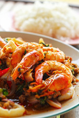 Basil Shrimp and squid.