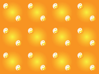 orange seamless pattern with yin yang symbols