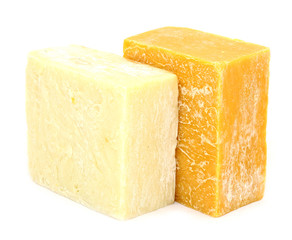 Organic olive soap on white background