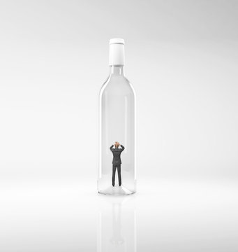 Businessman Inside A Bottle