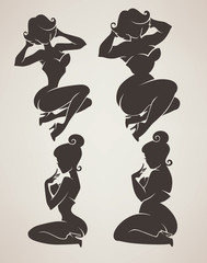 fat and slim girls in pin up style
