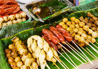 Thailand style grilled food on street