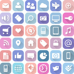 helle weiße Social-Media Icons auf Pastell buttons