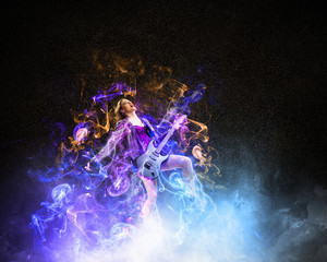 Rock passionate girl with black wings