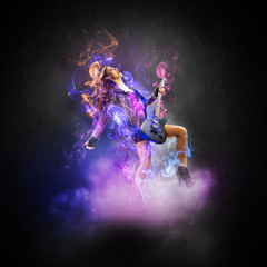 Rock passionate girl with black wings