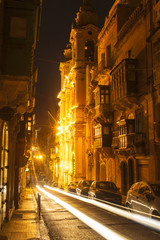Fototapeta premium Street in Valletta Malta at night