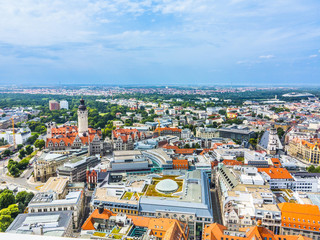 aerial view to city of Leipzig