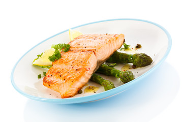 Roasted salmon and vegetables