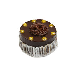 Chocolate mousse mini cake on white background