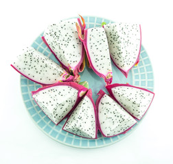 Pitaya - dragon fruit - pitahaya chunks on white background