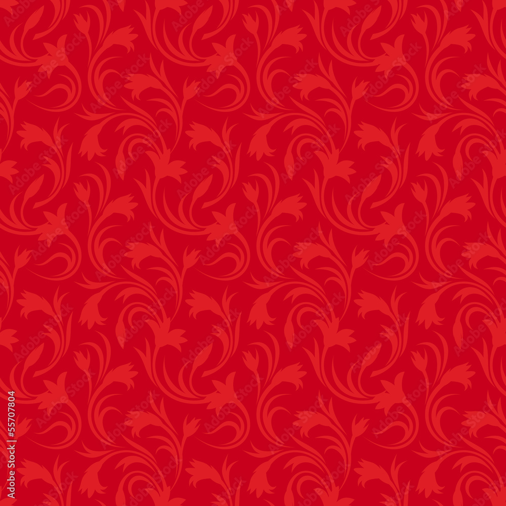 Wall mural seamless red floral pattern. vector illustration. - Wall murals