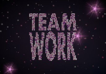 3d render of a glowing Teamwork symbol of glamour stars