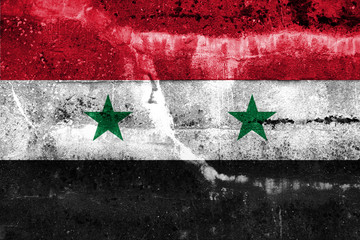 Syria Flag painted on grunge wall