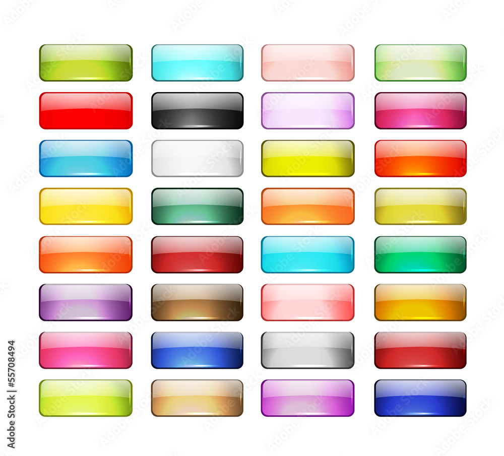 Poster set of glossy button icons for your design