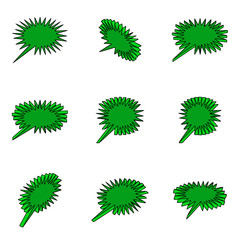 Nine 3d green clouds