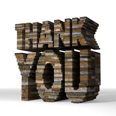 3d render of a isolated thank you sign  built out of stones