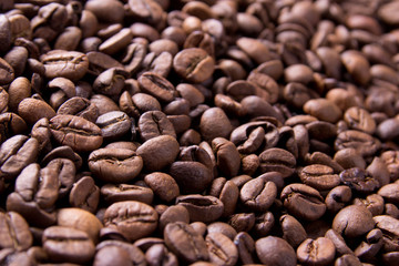 brown background from coffee grains close up